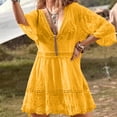 thumbnail image 6 of Aboser Womens Summer Beach Cover Ups Boho Lace V Neck Swimsuit Coverups Loose 3/4 Sleeve Beach Vacation Dress Elegant Embroidery Bathing Suit Cover up, 6 of 9