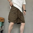 thumbnail image 2 of Wide Leg Shorts for Men Workout Cargo Shorts Zip Multi Pockets Casual Loose Outdoor Hiking Shorts Coffee,XL, 2 of 5