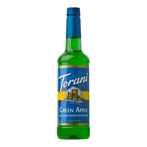 Torani Sugar-Free Green Apple Syrup – Crisp Tart Granny Smith Flavor & Zero-Calorie Clarity, 750 mL (25.36 oz) Shatterproof Plastic Bottle
