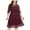 Burgundy, variant on IROINNID Formal Dress for Women Wedding Guest Homecoming Party Trendy Loose Round-Neck Solid Three Quarter Mid-Length Sleeve Size Dress,Burgundy