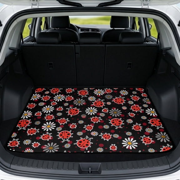 KEIAHUAN Ladybug Daisy Bow Car Trunk Mat 29" x 39" Universal Cargo Mat Rear Trunk Liner Scratchproof All Weather Vehicle Accessories Easy to Clean Fits for Most Cars SUV