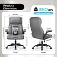 thumbnail image 3 of COOLHUT Big and Tall Office Chair 350LBS, Comfy Heavy Duty Executive Desk Chair with Adjustable Lumbar Support, Higth Back Computer Home Office Chair with Padded Flip -up Arms, Light Gray, 3 of 10