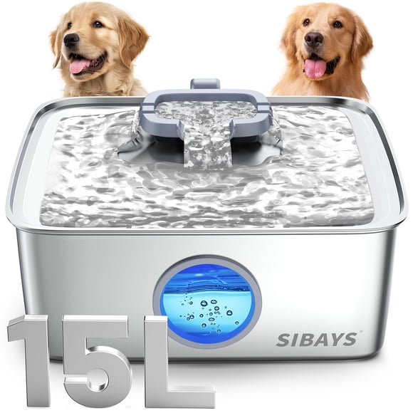Fuente de agua para perros SIBAYS 15L de acero inoxidable de gran capacidad