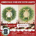 thumbnail image 4 of Guvpev Christmas Wreath, 22" Artificial Cedar Wreath with Bow Gold Cow Bell, Christmas Wreaths for Front Door, Christmas Door Cedar Wreath with Lights for Holidays Indoor Outdoor Xmas Decorations, 4 of 8