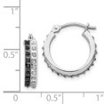 thumbnail image 2 of 14k White Gold Diamond B W Round Hinged Hoop Earrings, 2 of 6
