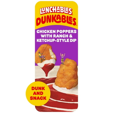 Lunchables Dunkables Chicken Poppers with Ranch & Ketchup-Style Dip Snack Kit, 2.9 oz Tray