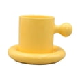 thumbnail image 2 of Juego de platillo de tazas gordas, taza de café, novedad divertida de 300 ml de taza de tazón para taza de cerámica para mujeres de regalos amarillo, 2 of 8