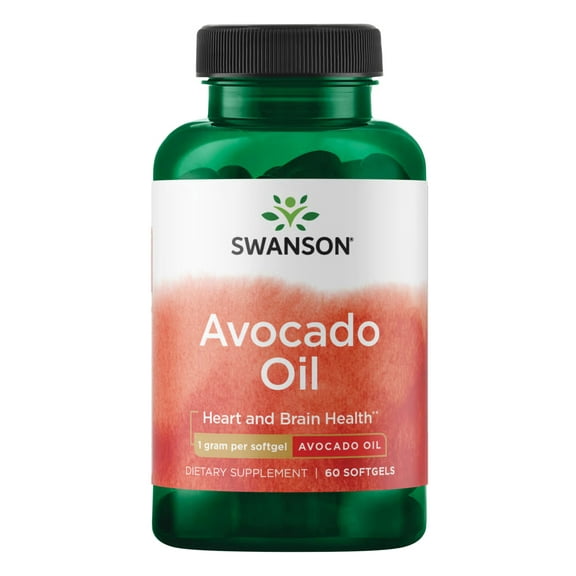 Swanson Avocado Oil - Natural Supplement Full of Essential Fatty Acids Promoting Healthy Cholesterol, Skin, and Joint Support - Made with Organic Avocado Oil - (60 Softgels, 1g Each)