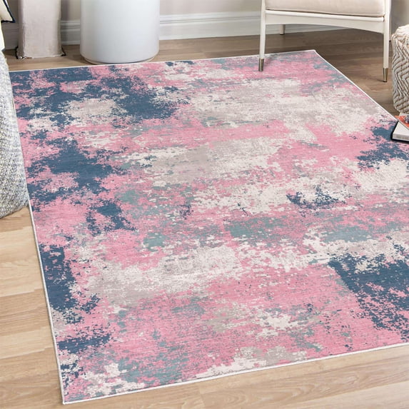 Modern Decorative Rug, Contemporary Themed Design Novelty Tones of Abstract Weathered Shapes, Quality Carpet for Bedroom Dorm and Living Room, 6 Sizes, Blush Pearl, by Ambesonne