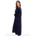 thumbnail image 2 of Just Love Stretch Velour Embroidered Zipper Lounger Robe for Women with Pockets (Navy, 1X), 2 of 4