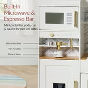 Best Choice Products Deluxe Wooden Pretend Play Kitchen with Island and Espresso Machine - White