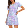 thumbnail image 1 of Fotbe Rainbow Scales Bata de Dormir para Mujer con Estampado, Camisón de Algodón de Manga Corta, Ropa de Dormir Casual, 1 of 6