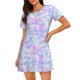 thumbnail image 1 of Balery Rainbow Scales Camisón de manga corta con cuello redondo para mujer, cómodo y elegante., 1 of 6