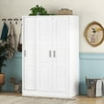thumbnail image 2 of ArcticScorpion Armoires with Shelves Multi Functional Wardrobe Closet, Medium Density Fiber, White, 2 of 9