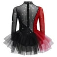 thumbnail image 3 of Sholeno Kids Girls Sparkly Figure Skating Dress Long Sleeve Ballet Tutu Leotard Contemporary Dance Dress Black Burgundy 10, 3 of 7