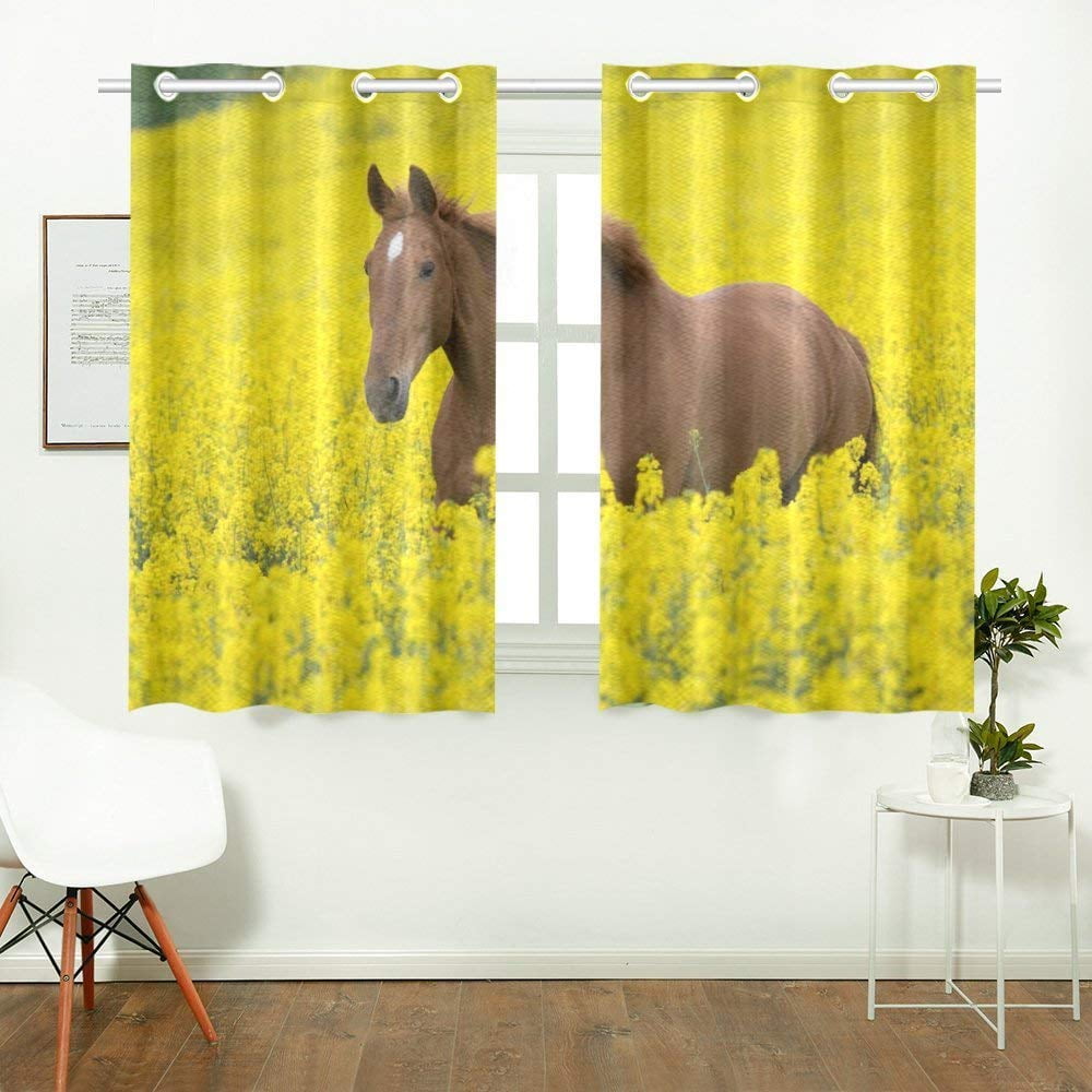 CADecor Horse Pattern Print Window Treatment Panel Curtains Window