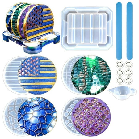 

Coaster Molds Kit Coaster Mold with Coaster Stand for Home Decor