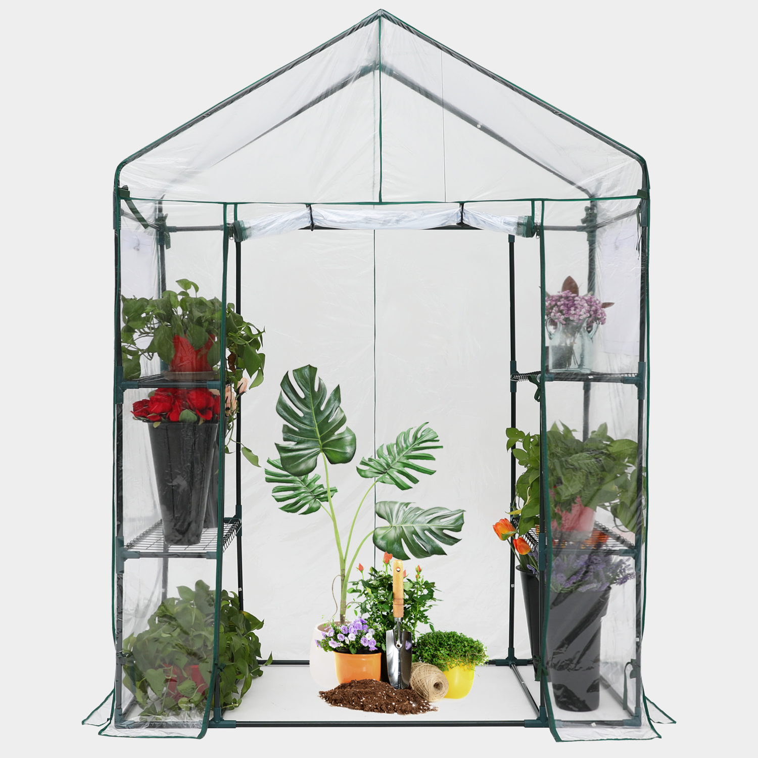 ABCCANOPY Walk-in Greenhouse, Indoor Outdoor with Tier Shelves Portable  通販