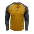 thumbnail image 1 of SUNSIOM Men's Spring Autumn Casual T-shirts Long Sleeve Round Neck Contrast Color Button Up Tops, 1 of 7