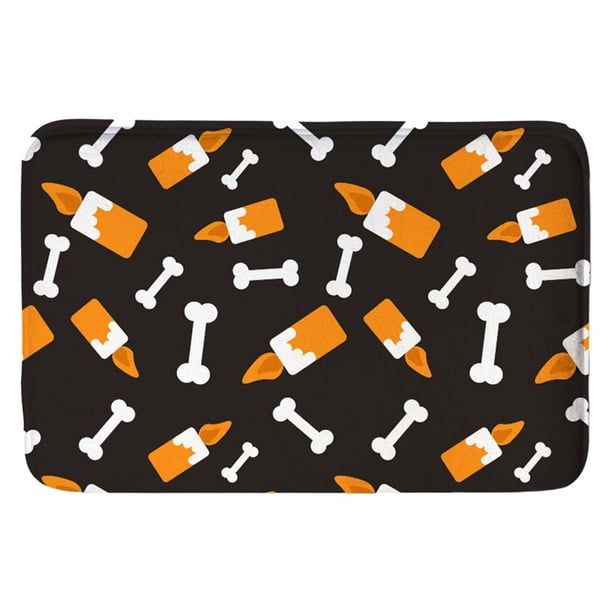 Felpudo de Halloween, alfombra suave, decoración de Halloween, alfombra absorbente Huesos negros