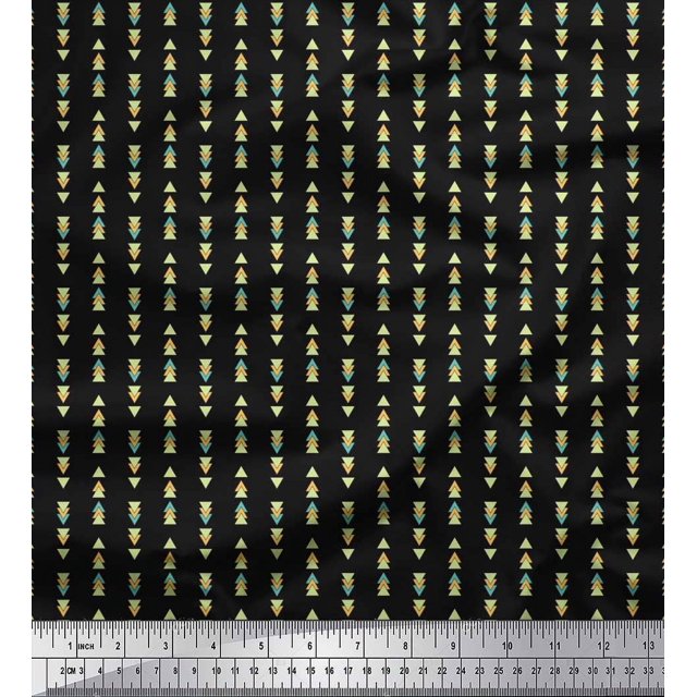 Soimoi Tissu en Coton Cambric Triangle Imprimé 1 Yard 56 Pouces de Large
