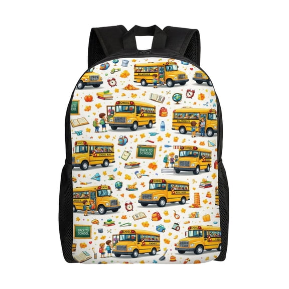 Bus Backpack Full Front Print Travel Laptop Bag for Men and Women