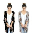 thumbnail image 3 of Biekopu Women Cover Up Kimono Cardigan Rose Pattern Long Sleeve Beach Cover Up Tops, 3 of 5