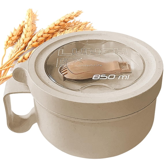 Microwave Soup Mug with Lid, 28.7oz BPA Free Ramen Noodle Bowl, Easy Grip Handle for Hot , Perfect for Office Lunch, Travel, Camping, Beige