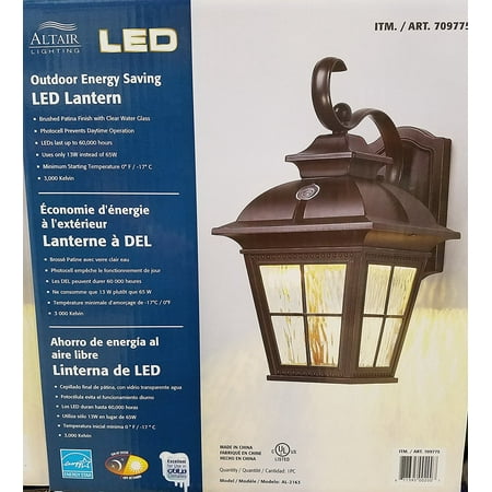 Altair Energy Saving LED Lantern - Brushed Patina Finsh with Clear Water (Best Way To Patina Metal)