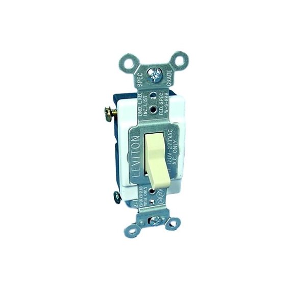 Leviton 5503-2I Ivory Commercial Grade Three Way Toggle Light Switch 15A
