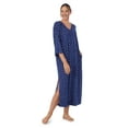 thumbnail image 3 of Aria Women's Brushed Knit 3/4 Sleeve V-Neck Lounger Nightgown with Pockets, Sizes XS to 5X, 3 of 5