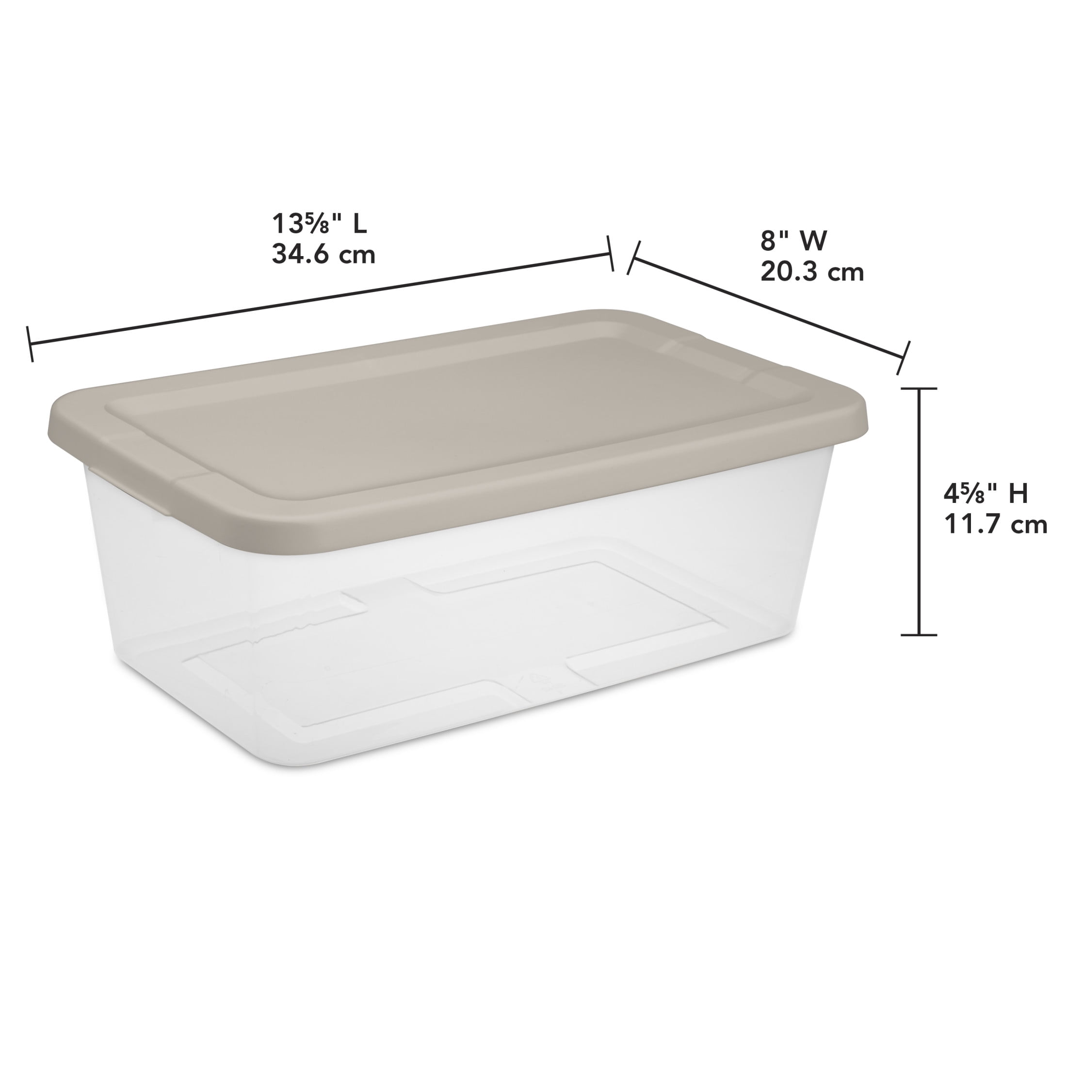 Sterilite 6 Qt. Storage Box Plastic Adult, Grey Pumice