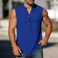 thumbnail image 5 of Tsivenald Mens Tank Tops Button Placket Sleeveless Loose Fit Pullover Shirts Crinkle Fabric with Chest Pocket Casual Tank Top for Men, 5 of 9