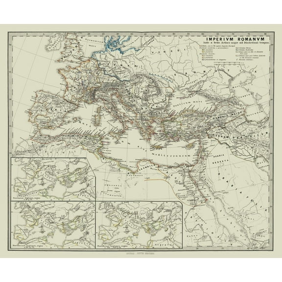 Historic Map - Roman Empire Diocletian Time - Spruner 1865 - 27.71 x 23 - Vintage Wall Art