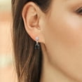 thumbnail image 3 of Gem Stone King 925 Silver and 10K Yellow Gold Black Onyx and White Moissanite Dangle Earrings for Women (0.84 Cttw, Cushion 4MM and 3MM), 3 of 3