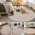 thumbnail image 5 of Brown Round Area Rug 7Ft Washable Circle Rugs for Dorm Laundry Room, Modern Abstract Art Farmhouse Non-Slip Carpet Floor Mats Indoor Outdoor Carpet Runner Aesthetic Home Decor, 5 of 8
