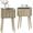 Natural-with Raised Edge, variant on Nightstand Set of 2, Mid- Century Small Side End Table with Arced Door, Bedside Tables with Solid Wood Legs for Bedroom, Living Room