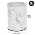thumbnail image 3 of mDesign Round Metal 4.8 Gal. Covered Bathroom Swing Lid Trash Can, White Marble, 3 of 7