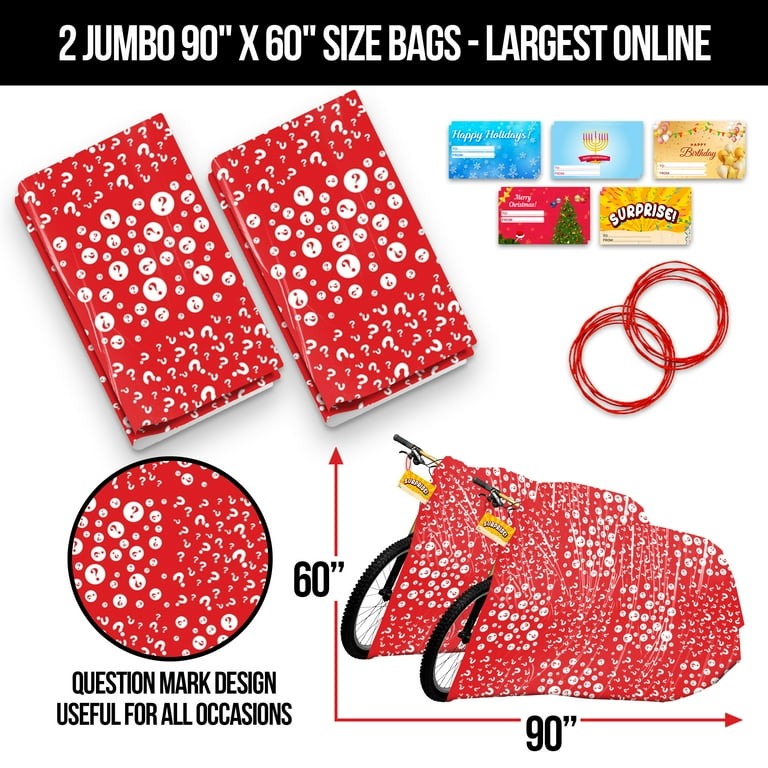 2 Pack Bike Gift Bag 10 Gift Tags for Christmas Hanukkah Birthday Jumbo Bicycle Bags