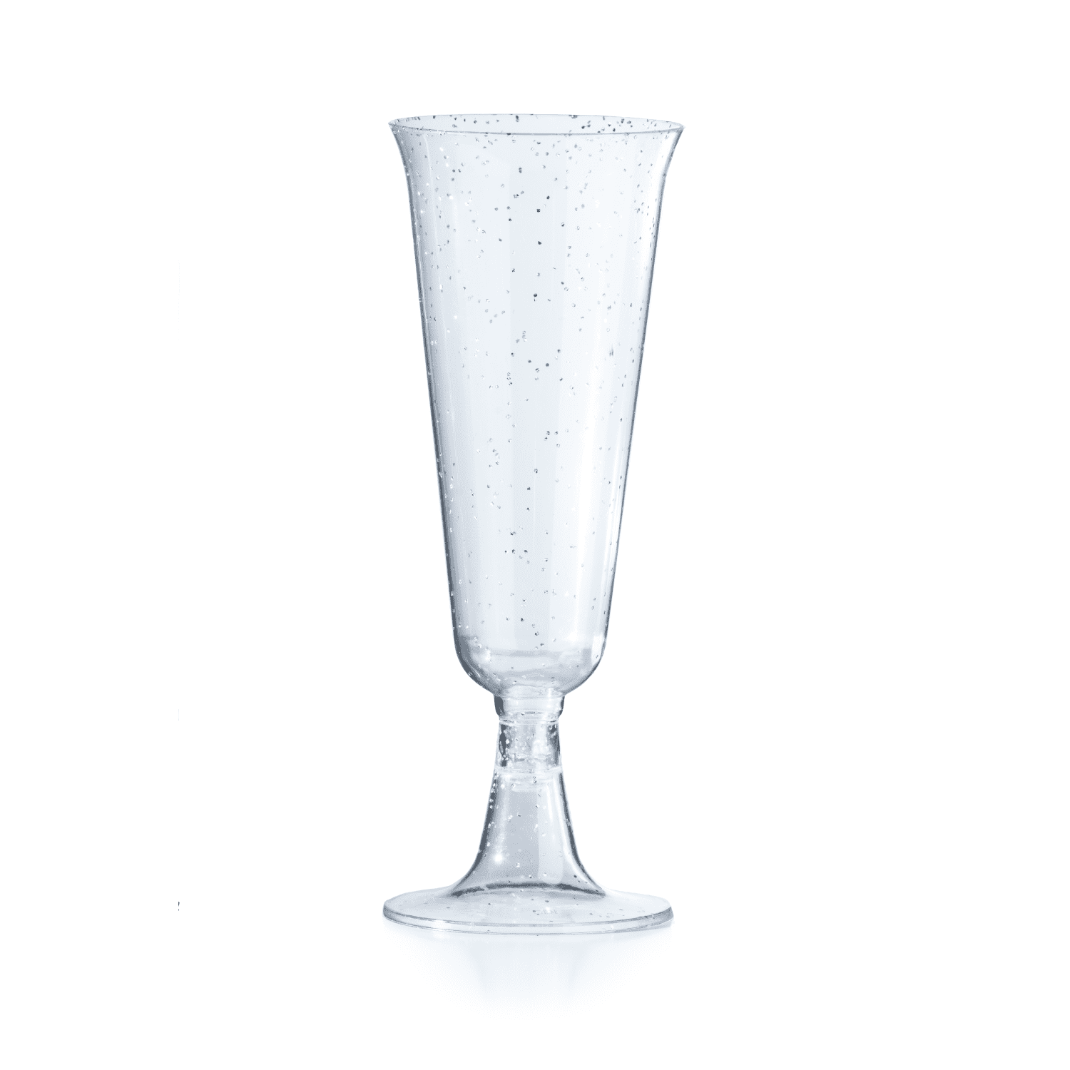 60 Crown Display Quality Plastic 5 oz. Wine Flute Glasses - Silver Sparkle