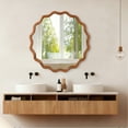 thumbnail image 3 of Wall Mirror Yellowish Brown 36 inch Wavy Round Solid Wood Frame Decorative Mirror,For Bedroom, Bathroom, Living Room, Entryway,Decorative Wall Mirror, 3 of 12