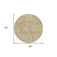 thumbnail image 3 of 8' Wheat Beige And Gray Round Floral Washable Indoor Outdoor Area Rug, 3 of 5