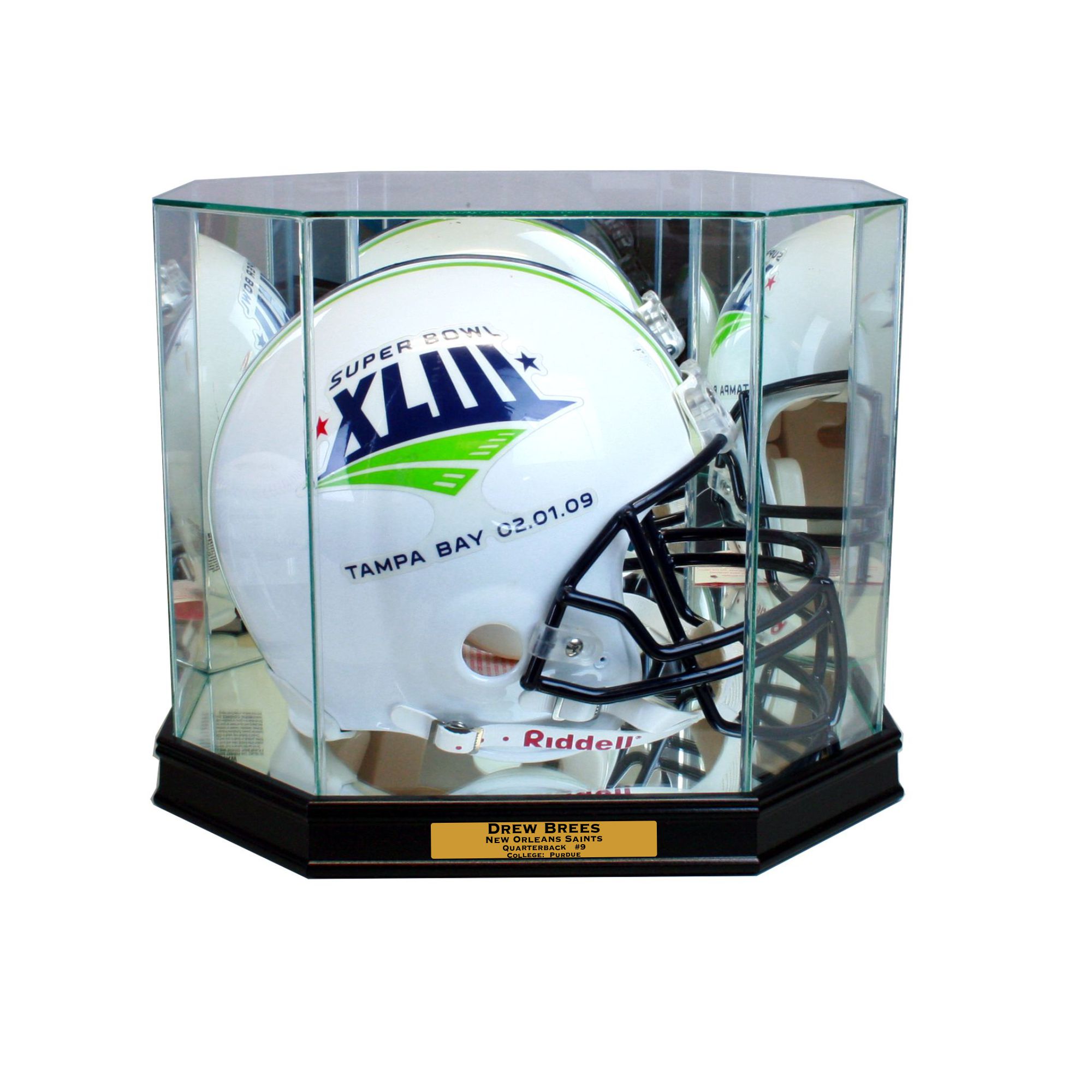 Octagon Full Size Football Helmet Display Case With Engraving Walmart