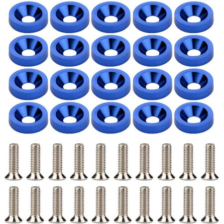 40PCS JDM Billet Aluminum Fender Bumper Washer Bolt Engine Bay Dress Up Kit Blue