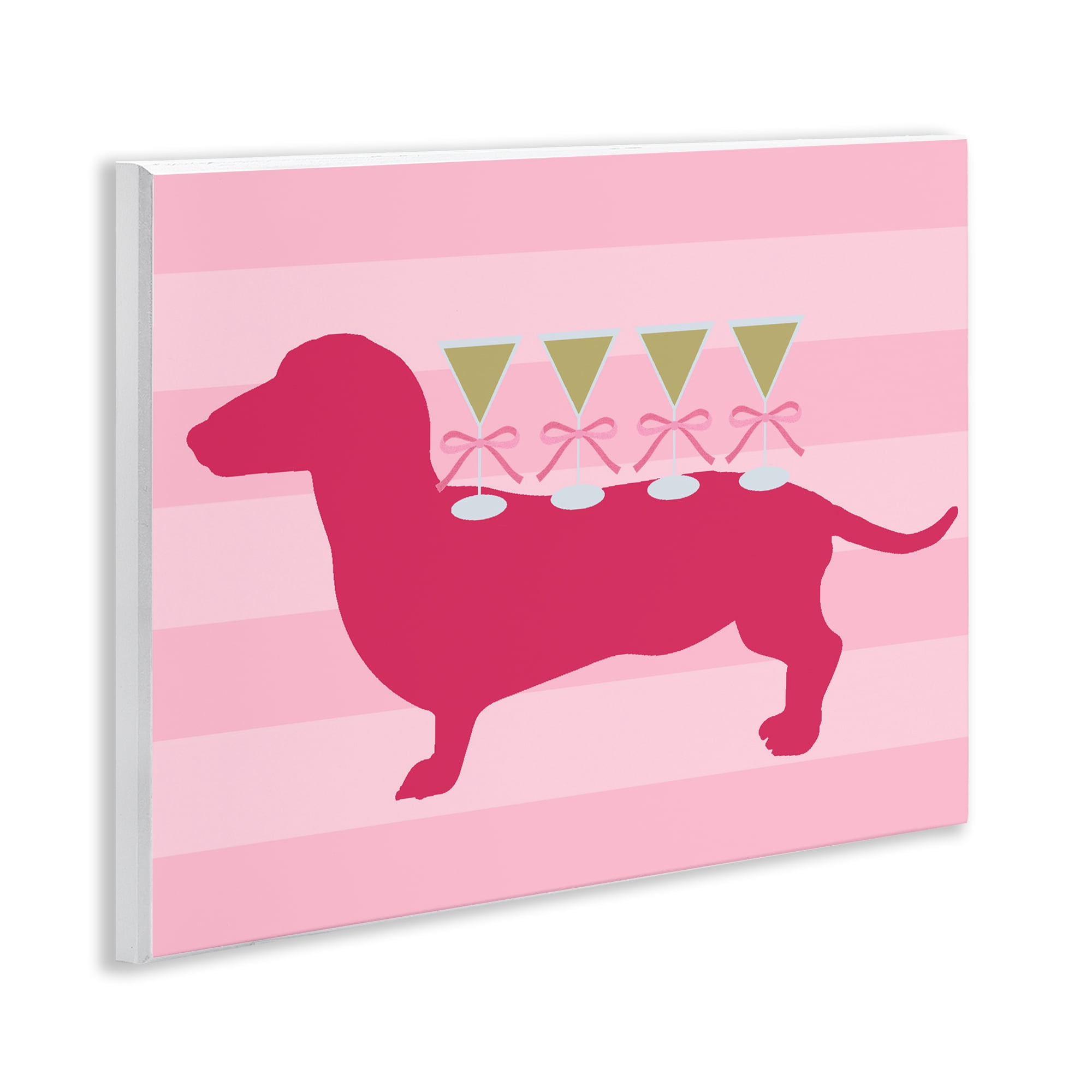Stupell Industries Pink Dachshund With Martinis Wall Plaque Art, design by Lil' Rue