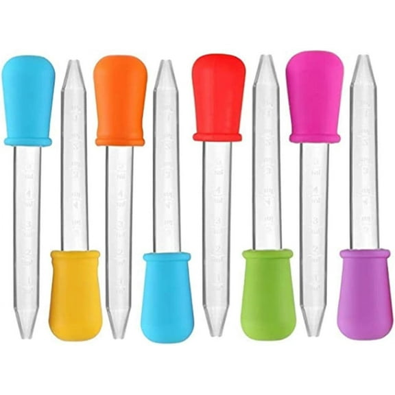 5ml Pipettes Liquid Droppers Medicine Silicone and Plastic Pipettes Eye Dropper with Bulb Tip for Kids Candy Molds (8 Pack)