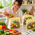 thumbnail image 2 of ITPCINC Reusable Silicone Food Storage Bags, 1 Gallon Leakproof Freezer & Microwave Safe Reusable Bags, BPA-Free Stand-Up Silicone Bags, Lemon Yellow, 3-Pack, 2 of 5