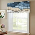 thumbnail image 6 of 2 Pack Blue Brown Valance for Window Water Ripple Abstract Ombre Wave Stripe Modern Kitchen Valance Rod Pocket Short Curtain Topper Decorative Window Treatment for Living Room Bedroom 54"x18", 6 of 8