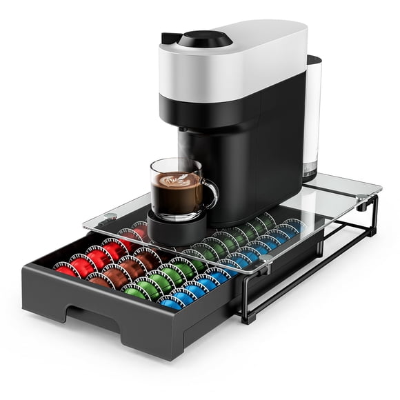 EVERIE Coffee Pod Drawer Organizer for Nespresso Machines,High-Capacity Storage for Vertuo Capsules,Smooth Pull-Out Design, Fits Under Coffee Makers