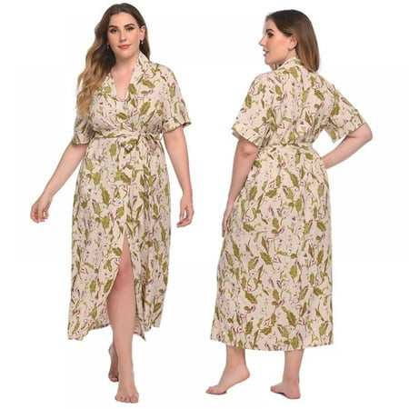 

Clearance Monfince Ladies Nightgown With Short Sleeve Print And Long Style V Neck Nightdress Loose Plus Size For Home Wear